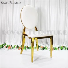 Auksinės nerūdijančio plieno apvalios vestuvinės kėdės vakarėliams